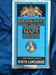 Vintage Bartholomew’s Half Inch Paper Map, Sheet 31, North Lancashire. 1952