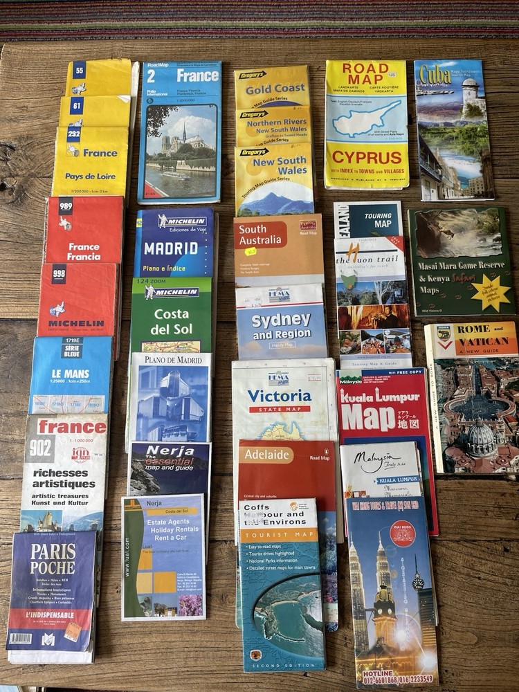 Job Lot Vintage road maps France Spain Australia Overseas x 31 Michelin