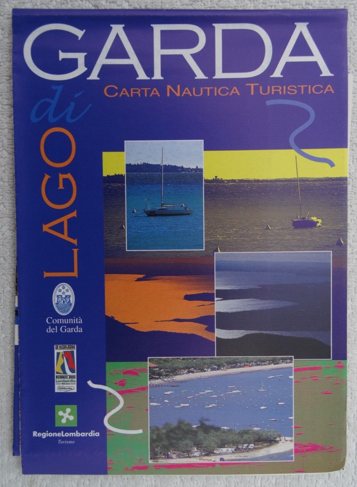 LAC DE GARDE CARTE TOURISTIQUE. En Francais. 95cm x 68cm. Informations Navigants