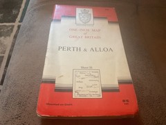 OS Ordnance Survey One Inch Paper Map, of Perth & Alloa, Sheet 55,1960