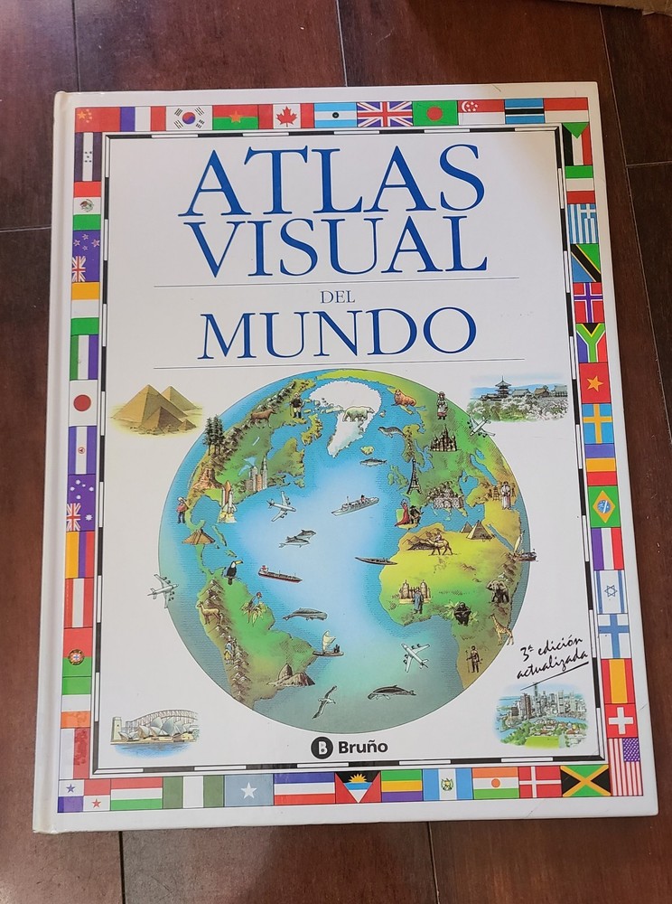 Large Atlas Visual Del Mundo Ex Lib HC Vintage