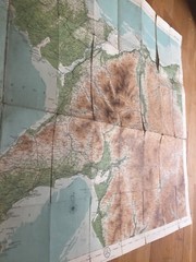 Bartholomew – 2 Miles To Inch Contoured Cloth Map – North Wales Sheet 11 1920’s