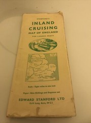 Vintage 1965 Map Stanford’s Inland Cruising England (8 Miles – 1 inch)