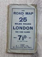 Road Map 25 Miles Round LONDON c1920 Maidstone Guildford St Albans Hatfield
