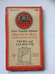 Vintage Ordnance Survey 1 Inch Cloth Map No. 190 Truro and Falmouth