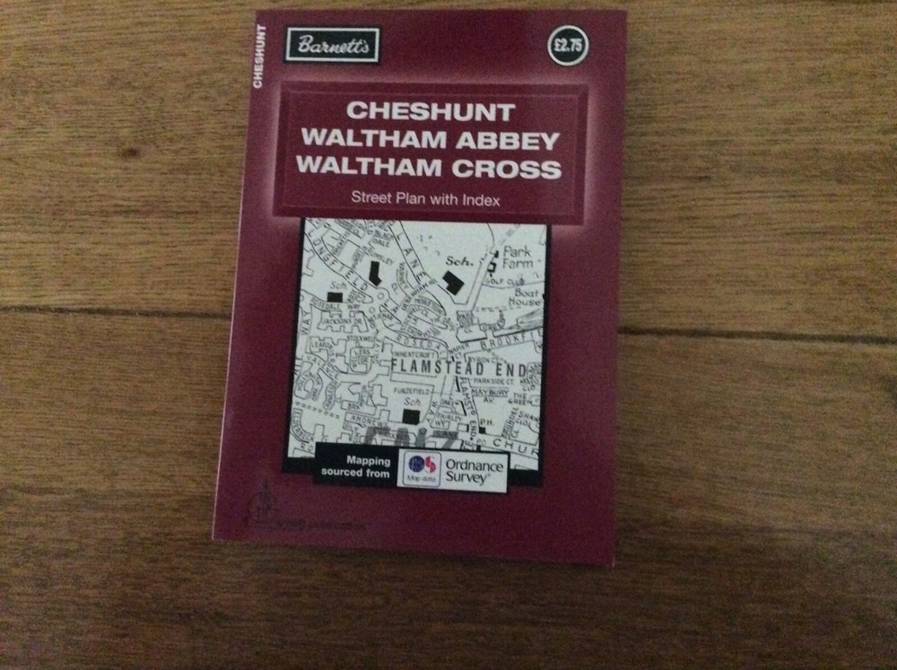 Cheshunt Waltham X Waltham Abbey street map fold out Black and White low cost
