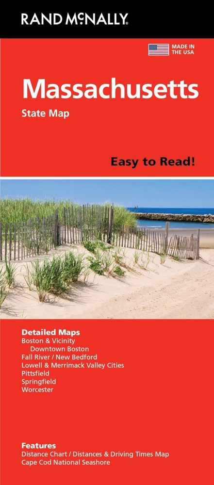 Rand McNally Easy to Read: Massachusetts State Map Multicolor