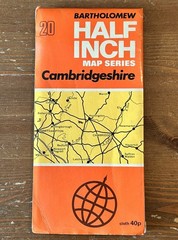 Vintage Map Bartholomew Half Inch Map Series Cambridgeshire No:20 (1966)