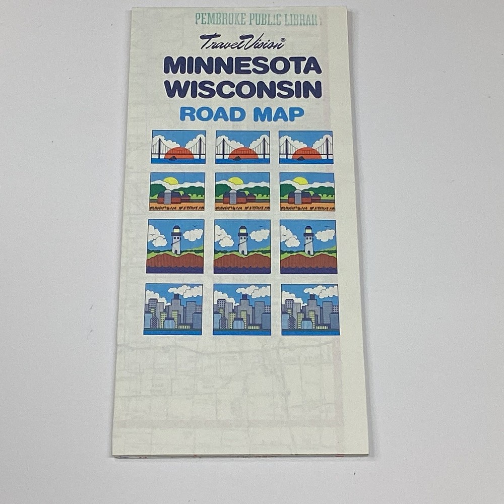 TravelVision Minnesota Wisconsin Road Map Folded Colorful