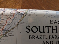 Eastern South America Vintage National Geographic Map (1955) Old Brazil Uruguay