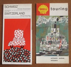 3 x Vintage Folding Road Maps Italy & Switzerland + Guide Book Job Lot Bundle