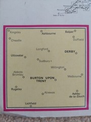 OS 128 Ordnance Survey Landranger Map Derby & Burton on Trent area – 1991 VGC