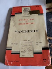 Vintage Road Map Of England Manchester Stockport Oldham Middleton Stretford