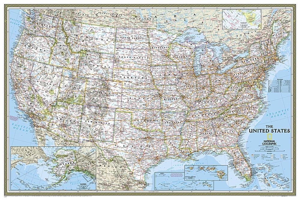 United States Classic Map [Poster Size and Tubed]: Reference Maps by Nat Geo Map