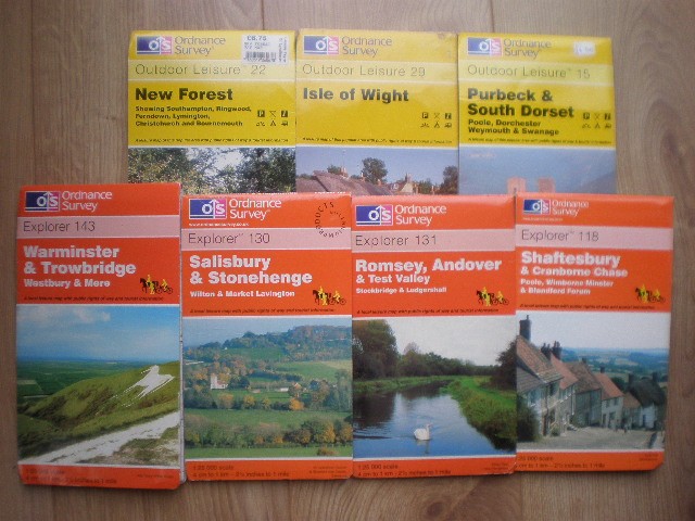 7 MAPS, 118 130 131 143 SHAFTESBURY SALISBURY ROMSEY EXPLORER ORDNANCE SURVEY OS