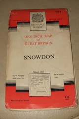 VINTAGE ORDNANCE SURVEY SNOWDON CLOTH MAP No107 VGC