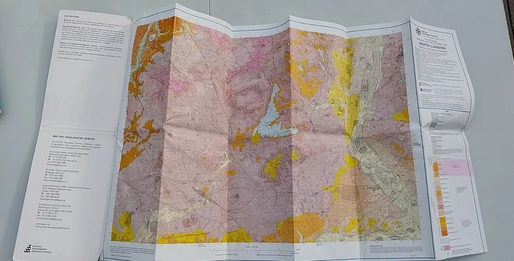 Ordnance Survey Geological Map, North London, Solid & Drift, Folded, Sheet 256