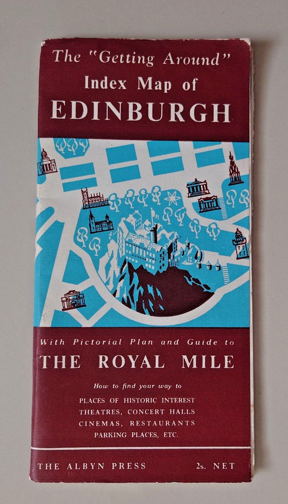 The “Getting Around” Index Map of Edinburgh 1960’s Folding Paper Map & Index