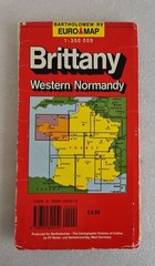 Vintage Bartholomew Euro Paper Map of Brittany + West Normandy