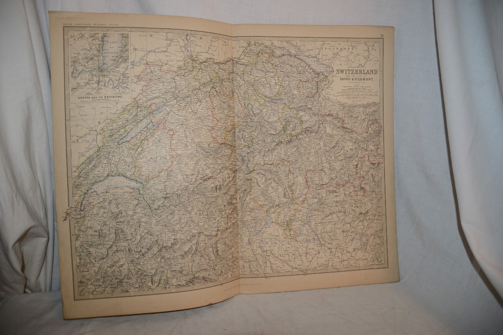 SWITZERLAND, ALPS OF SAVOY & PIEDMONT 1877 Antique Map Print W & AK Johnstone