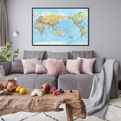 5×3 7x5ft A1/2 Large World Map Canvas Poster Political Maps Home Wall Decoration