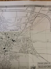 Boston Sleaford Leasingham fold out street map Black /White