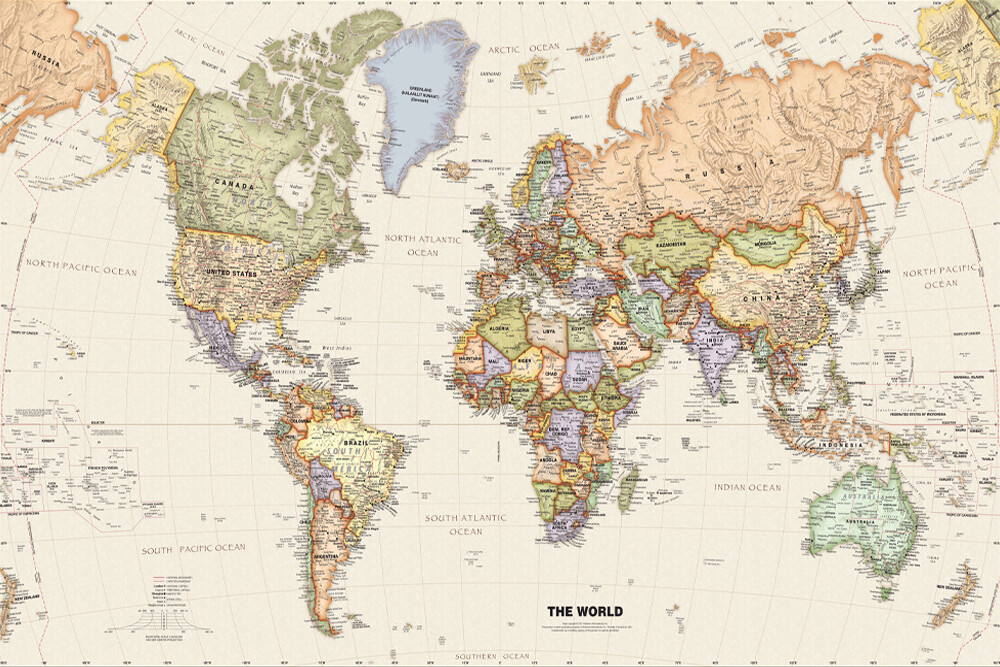 150x100cm Retro World Map Large Wall Poster Prints Office Home Art Decor