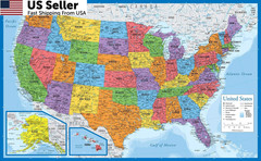 2 Pack – World Map for Kids + Blue Ocean USA 18″ x 29″, LAMINATED