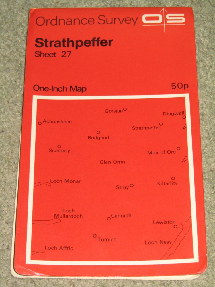 Vintage OS Ordnance Survey 1″ map – Sheet 27 Strathpeffer – 1969 edition