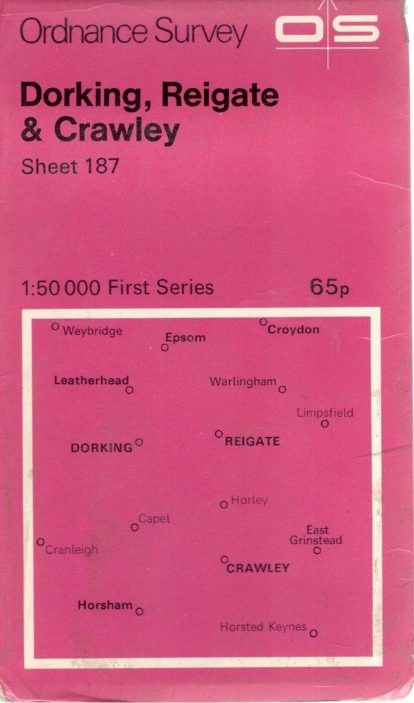 DORKING REIGATE CRAWLEY No 187 39582 1.500 000 First Series Ord Survey Map