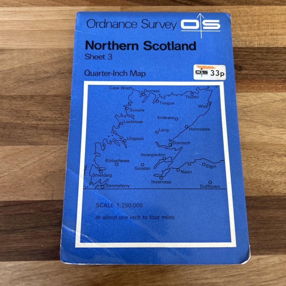 NORTHERN SCOTLAND 1966 paper Ordnance Survey Quarter Inch Map Sheet 3 Black Isle