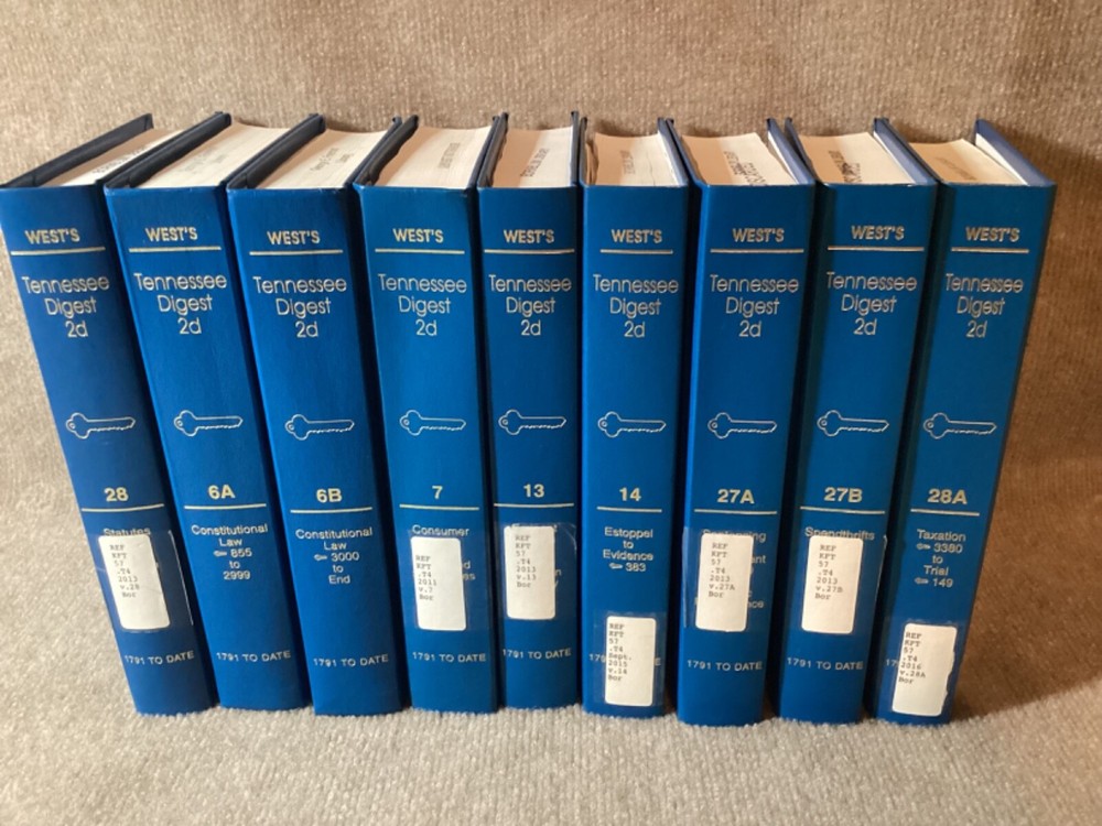 Tennessee Digest 2D 9 Volumes Law