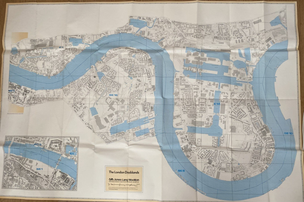 The London Docklands Map 1988 Jones Lang Wootton Large format appr.150 x 100 cms