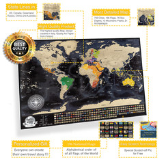 Personalized Scratch Travel Map – Scratch off World Map with Country Flags