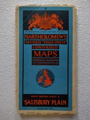 Vintage Bartholomew’s Revised Half-inch Contoured PAPER Map Blue Cover
