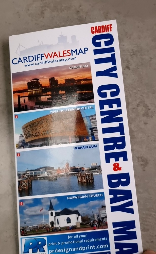 Cardiff City Centre / Cardiff Bay Street map – DL glossy card