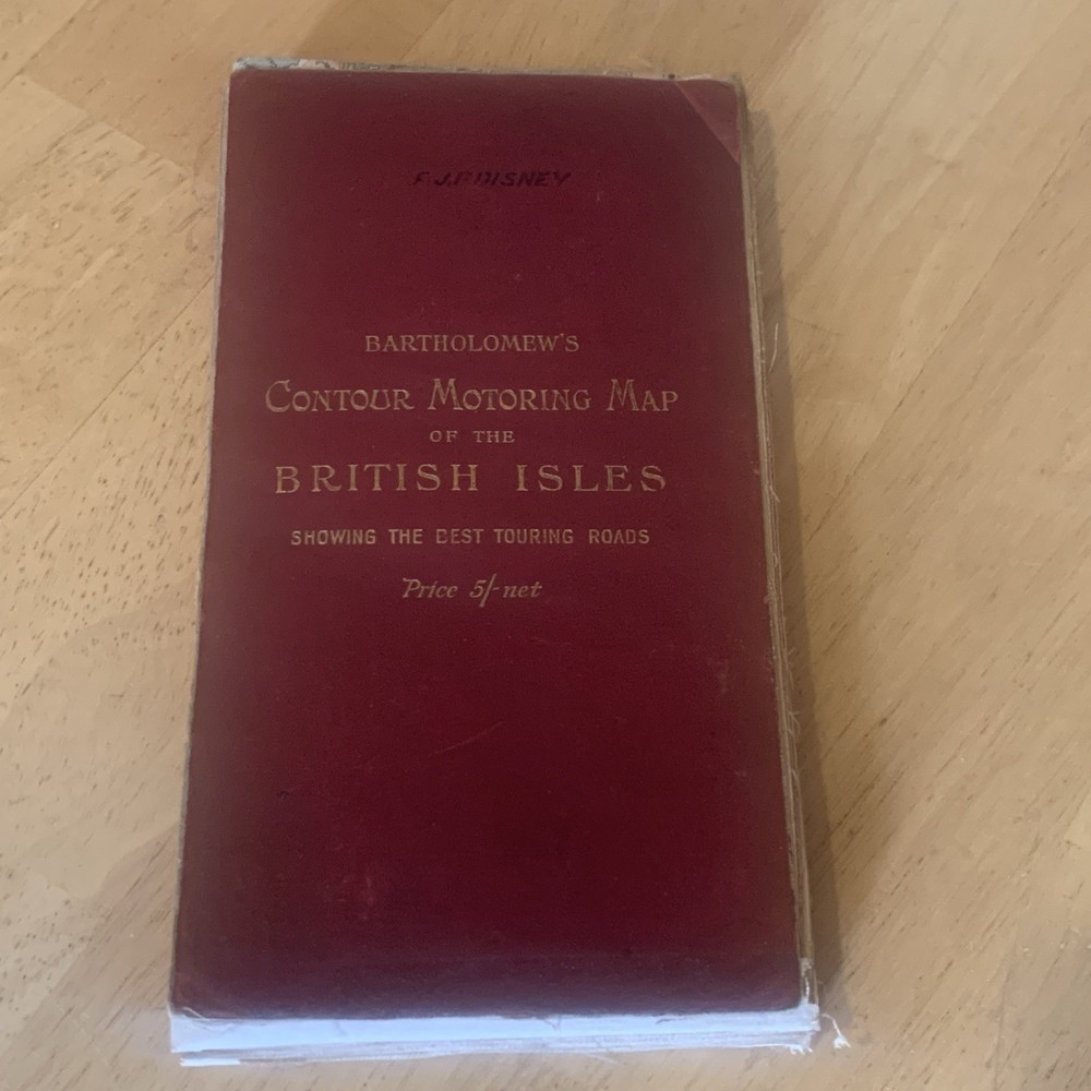 Vintage Bartholomew’s Contour Motoring Map British Isles Lined Back Cloth