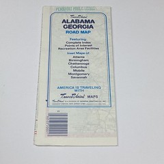 TravelVision Alabama Georgia Road Map Detailed Index Points of Interest