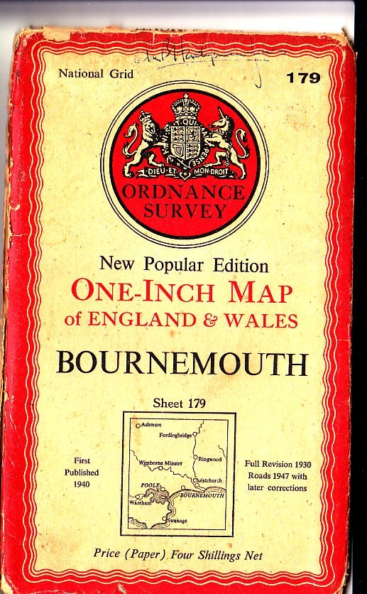 Ordnance Survey Map One Inch New Popular Ed Sheet 179 Bournemouth