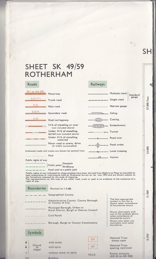 Ordnance Survey 1:25,000 Pathfinder Map SK 49/59 Rotherham