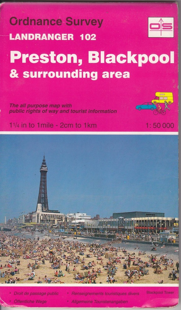 Ordnance Survey Landranger Map 1:50,000 Sheet 102 Preston & Blackpool