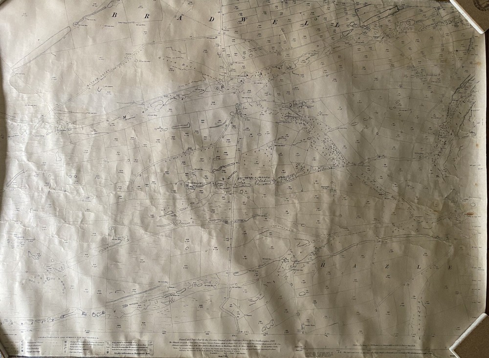 1922 Ordnance Survey Map – Bradwell, Hope Valley, Derbyshire 1:2500 – VERY RARE