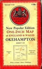Ordnance Survey Cloth Map One Inch New Popular Ed Sheet 175 Okehampton