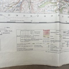 Vintage Map Denbigh Wales 1961 Large Ordance Survey