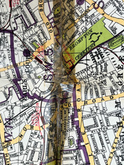Antique Old Map of London England Philips Clear-Print Popular Street Index Worn
