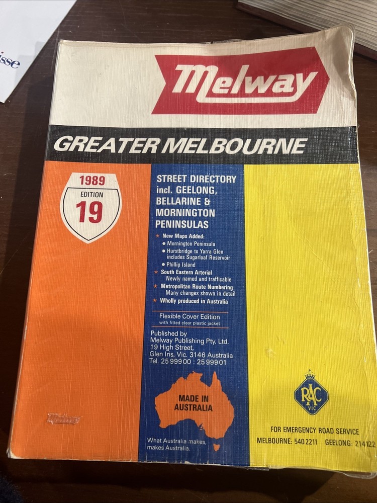 MELWAY GREATER MELBOURNE STREET DIRECTORY 1989 19th EDITION