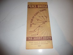 VINTAGE 1937 TRIPLE A PEACE BRIDGE-THE SHORT ROUTE MAP – FREE SHIP