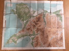 Bartholomew – 2 Miles To Inch Contoured Cloth Map – North Wales Sheet 11 1920’s