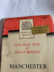 Vintage Road Map Of England Manchester Stockport Oldham Middleton Stretford