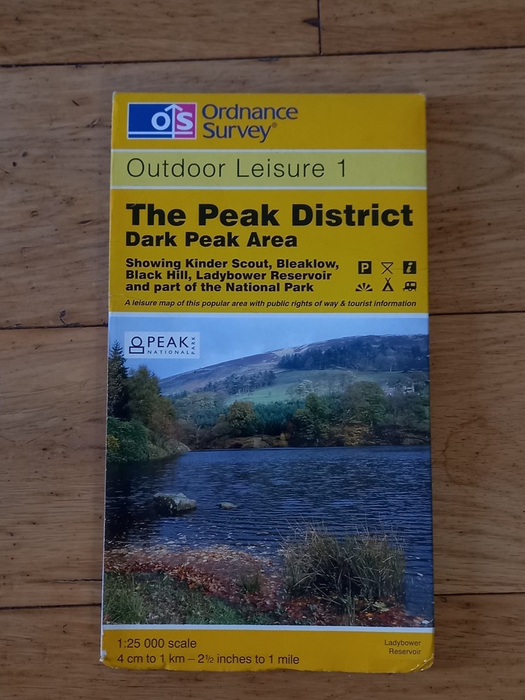 90s Ordnance Survey Map – UK, Peak District, Dark Peak, 1:25000, Fine Condition